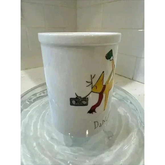 Pottery Barn Christmas Reindeer Mug Cup Hip Dancer Holiday Santa - Picture 7 of 10